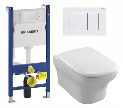 Комплект 3 в 1 инсталляция Geberit Duofix + Унитаз подвесной Jacob Delafon Vox EDM102-00 + кнопка белая