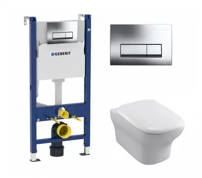 Комплект 3 в 1 инсталляция Geberit Duofix + Унитаз подвесной Jacob Delafon Vox EDM102-00 + кнопка хром
