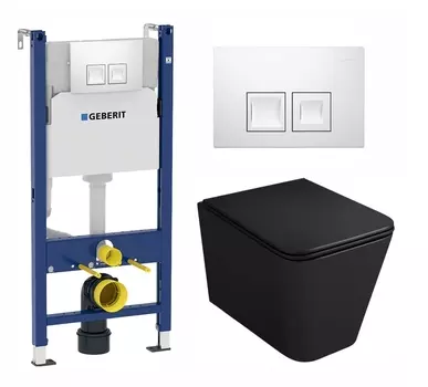 Комплект 3 в 1 инсталляция Geberit Duofix + Унитаз подвесной Owl 1975 Ruta-H OWLT190404 + кнопка белая