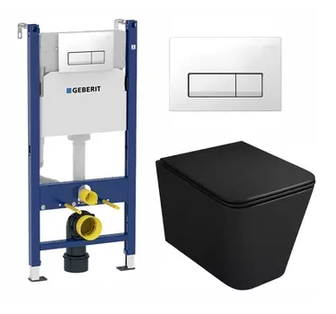 Комплект 3 в 1 инсталляция Geberit Duofix + Унитаз подвесной Owl 1975 Ruta-H OWLT190404 + кнопка белая