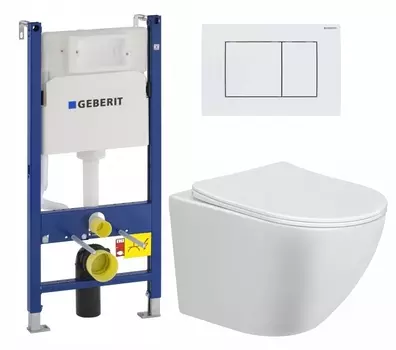 Комплект 3 в 1 инсталляция Geberit Duofix + Унитаз подвесной Taliente Amato AM25010 + кнопка белая