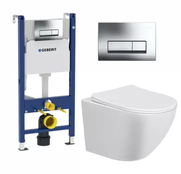 Комплект 3 в 1 инсталляция Geberit Duofix + унитаз подвесной Taliente Amato + кнопка хром Delta51