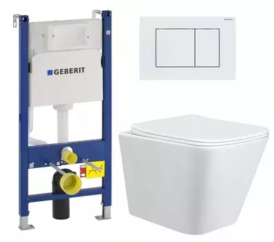 Комплект 3 в 1 инсталляция Geberit Duofix + Унитаз подвесной Taliente Correto CR25200 + кнопка белая