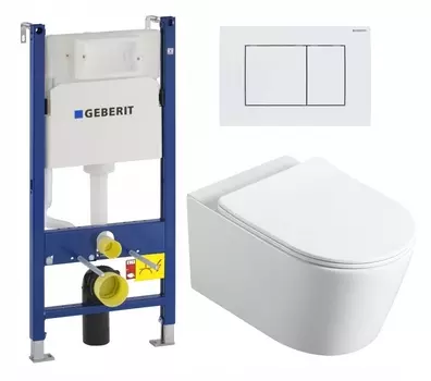Комплект 3 в 1 инсталляция Geberit Duofix + Унитаз Vincea Cute VT1-24 + кнопка белая