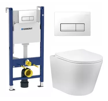 Комплект 3 в 1 инсталляция Geberit Duofix + Унитаз Vincea Piatti VT1-11 + кнопка белая