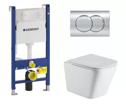 Комплект 3 в 1 инсталляция Geberit Duofix + унитаз WeltWasser Gelbach 043 GL-WT + кнопка хром Delta01