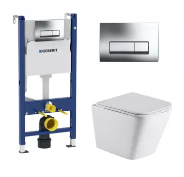 Комплект 3 в 1 инсталляция Geberit Duofix + унитаз WeltWasser Gelbach + кнопка хром Delta51