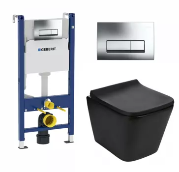 Комплект 3 в 1 инсталляция Geberit Duofix + унитаз Weltwasser Gelbach MT-BL + кнопка хром Delta51