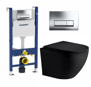 Комплект 3 в 1 инсталляция Geberit Duofix + унитаз Weltwasser Merzbach MT-BL + кнопка хром Delta51