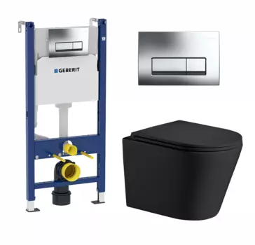 Комплект 3 в 1 инсталляция Geberit Duofix + унитаз Weltwasser Salzbach MT-BL + кнопка хром Delta51