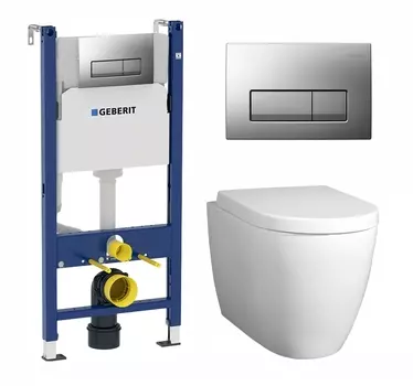 Комплект 3 в 1 инсталляция Geberit Duofix UP100 + Унитаз подвесной BelBagno Marino + кнопка хром матовый