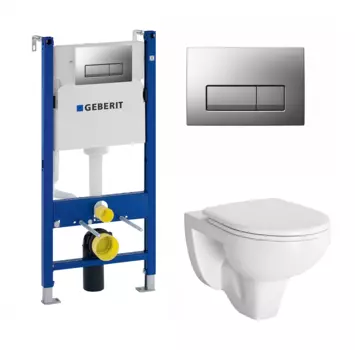 Комплект 3 в 1 инсталляция Geberit Duofix UP100 + Унитаз подвесной Berges Wasserhaus Gamma 081105 + кнопка хром матовый