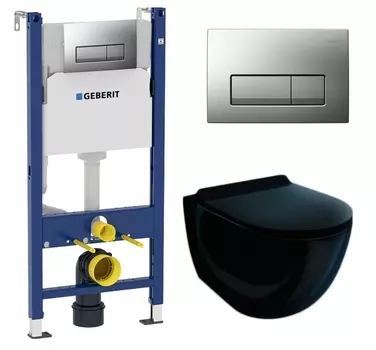 Комплект 3 в 1 инсталляция Geberit Duofix UP100 + Унитаз подвесной Esbano Garcia ESUPGARCB + кнопка хром матовый