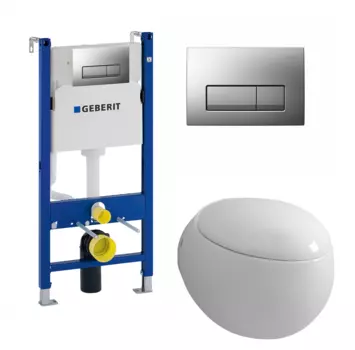 Комплект 3 в 1 инсталляция Geberit Duofix UP100 + Унитаз подвесной Grossman GR-4442 + кнопка хром матовый
