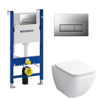 Комплект 3 в 1 инсталляция Geberit Duofix UP100 + Унитаз подвесной Grossman GR-4447S + кнопка хром матовый