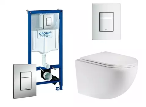 Комплект 3 в 1 инсталляция Grohe Rapid SL + Унитаз подвесной Enio Unico C + кнопка хром OOO
