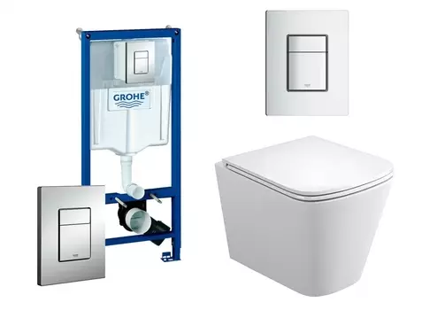 Комплект 3 в 1 инсталляция Grohe Rapid SL + Унитаз подвесной Enio Binario S + кнопка хром OOO
