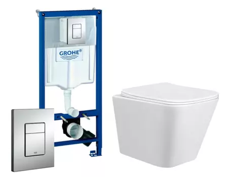 Комплект 3 в 1 инсталляция Grohe Rapid SL + Унитаз подвесной Taliente Correto M CR25200 + кнопка хром