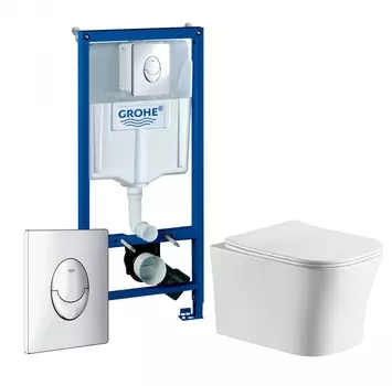 Комплект 3 в 1 инсталляция Grohe Rapid SL +Подвесной унитаз CeruttiSpa Marmolada aria CT7778 + кнопка Skate Air