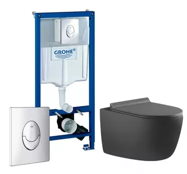 Комплект 3 в 1 инсталляция Grohe Rapid SL + Унитаз подвесной Aquanet Cetus-GW 287009 + кнопка хром