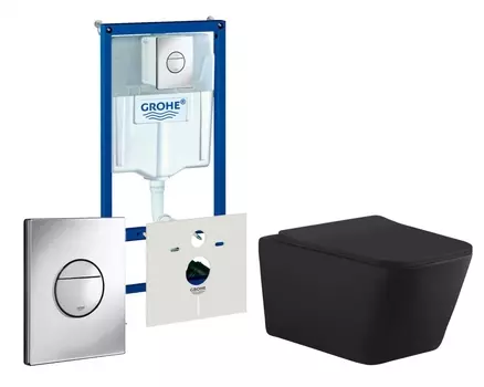 Комплект 3 в 1 инсталляция Grohe Rapid SL + Унитаз подвесной Aquanet Tavr-W BW 287011 + кнопка хром Nova круглая