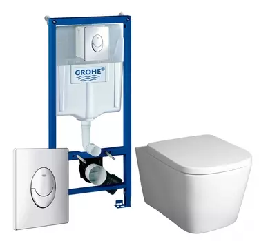 Комплект 3 в 1 инсталляция Grohe Rapid SL + Унитаз подвесной BelBagno Albano BB120CHR + кнопка хром