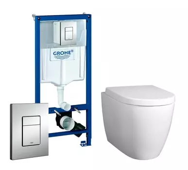 Комплект 3 в 1 инсталляция Grohe Rapid SL + Унитаз подвесной BelBagno Marino + кнопка хром