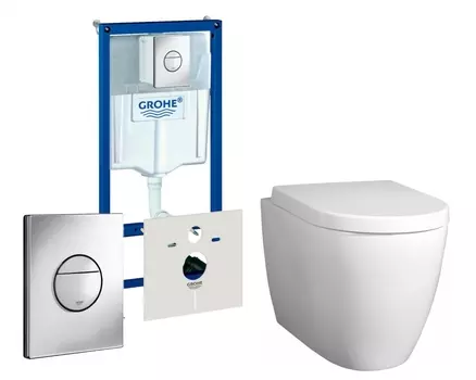 Комплект 3 в 1 инсталляция Grohe Rapid SL + Унитаз подвесной BelBagno Marino + кнопка хром