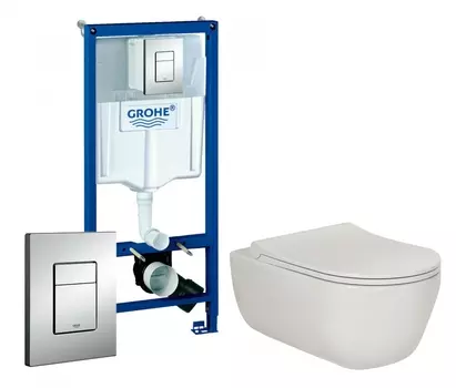 Комплект 3 в 1 инсталляция Grohe Rapid SL + Унитаз подвесной Berges Wasserhaus Ego XL 082118 + кнопка хром