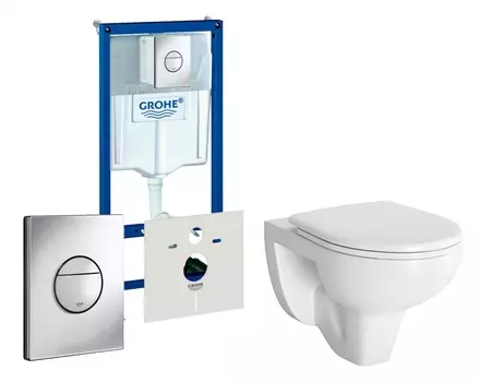 Комплект 3 в 1 инсталляция Grohe Rapid SL + Унитаз подвесной Berges Wasserhaus Gamma 081105 + кнопка хром