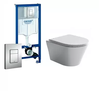 Комплект 3 в 1 инсталляция Grohe Rapid SL + Унитаз подвесной Ceramica Nova Forma + кнопка хром