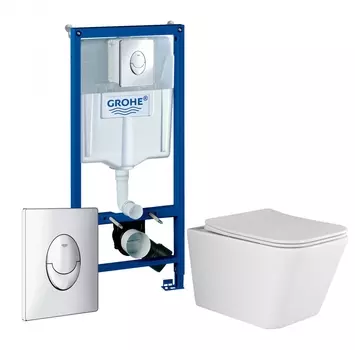 Комплект 3 в 1 инсталляция Grohe Rapid SL + Унитаз подвесной Ceramica Nova Metric Rimless CN3007 + кнопка Skate Air