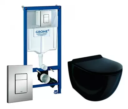 Комплект 3 в 1 инсталляция Grohe Rapid SL + Унитаз подвесной Esbano Garcia ESUPGARCB + кнопка хром