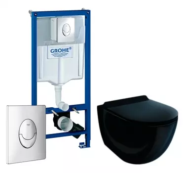 Комплект 3 в 1 инсталляция Grohe Rapid SL + Унитаз подвесной Esbano Garcia ESUPGARCB + кнопка хром