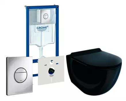 Комплект 3 в 1 инсталляция Grohe Rapid SL + Унитаз подвесной Esbano Garcia ESUPGARCB + кнопка хром Nova круглая