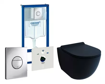 Комплект 3 в 1 инсталляция Grohe Rapid SL + Унитаз подвесной Esbano Garcia + кнопка хром Nova круглая