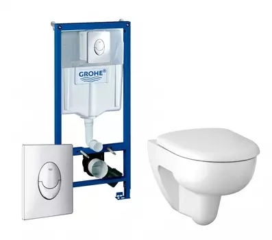 Комплект 3 в 1 инсталляция Grohe Rapid SL + Унитаз подвесной Geberit Renova 500.801.00.1 + кнопка Skate Air