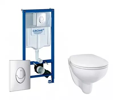 Комплект 3 в 1 инсталляция Grohe Rapid SL + Унитаз подвесной Grohe Bau Ceramic 39351000 + кнопка Skate Air