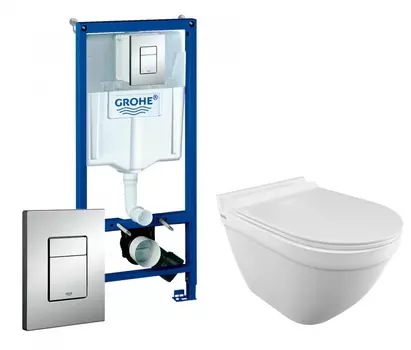 Комплект 3 в 1 инсталляция Grohe Rapid SL + Унитаз подвесной Iddis Cloud CLORDSEi25 + кнопка хром