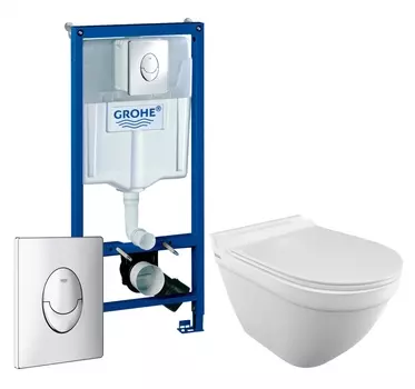 Комплект 3 в 1 инсталляция Grohe Rapid SL + Унитаз подвесной Iddis Cloud CLORDSEi25 + кнопка хром