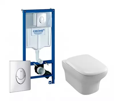 Комплект 3 в 1 инсталляция Grohe Rapid SL + Унитаз подвесной Jacob Delafon Vox EDM102-00 + кнопка Skate Air