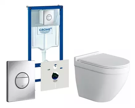 Комплект 3 в 1 инсталляция Grohe Rapid SL + Унитаз подвесной Owl 1975 Cirkel-H + кнопка хром