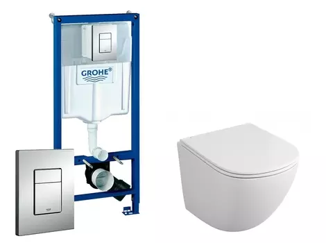 Комплект 3 в 1 инсталляция Grohe Rapid SL + Унитаз подвесной Owl 1975 Cirkel-H OWLT190302 + кнопка хром