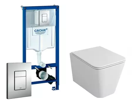 Комплект 3 в 1 инсталляция Grohe Rapid SL + Унитаз подвесной Owl 1975 Ruta-H OWLT190401 + кнопка хром