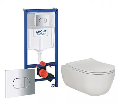 Комплект 3 в 1 инсталляция Grohe Solido 38981000 + Унитаз подвесной Berges Wasserhaus Ego XL 082118 + кнопка хром