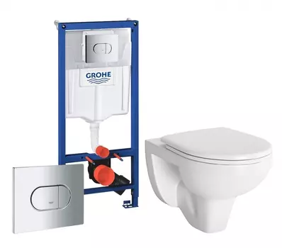 Комплект 3 в 1 инсталляция Grohe Solido 38981000 + Унитаз подвесной Berges Wasserhaus Gamma 081105 + кнопка хром
