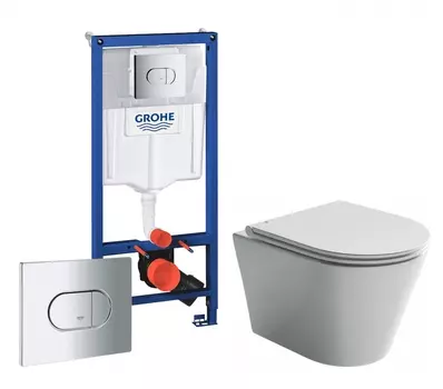 Комплект 3 в 1 инсталляция Grohe Solido 38981000 + Унитаз подвесной Ceramica Nova Forma CN3011 + кнопка хром