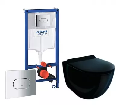 Комплект 3 в 1 инсталляция Grohe Solido 38981000 + Унитаз подвесной Esbano Garcia ESUPGARCB + кнопка хром