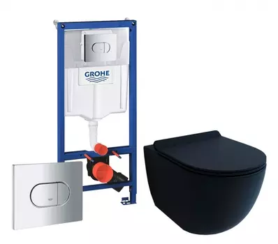 Комплект 3 в 1 инсталляция Grohe Solido 38981000 + Унитаз подвесной Esbano Garcia + кнопка хром