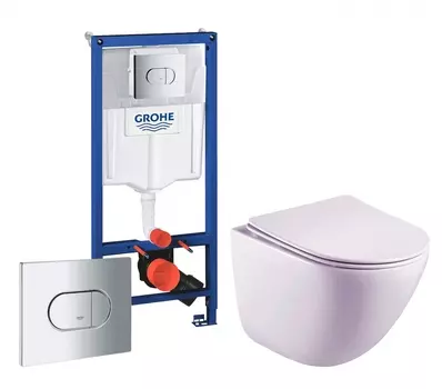 Комплект 3 в 1 инсталляция Grohe Solido 38981000 + Унитаз подвесной Esbano Lotus ESUPLOTUW + кнопка хром